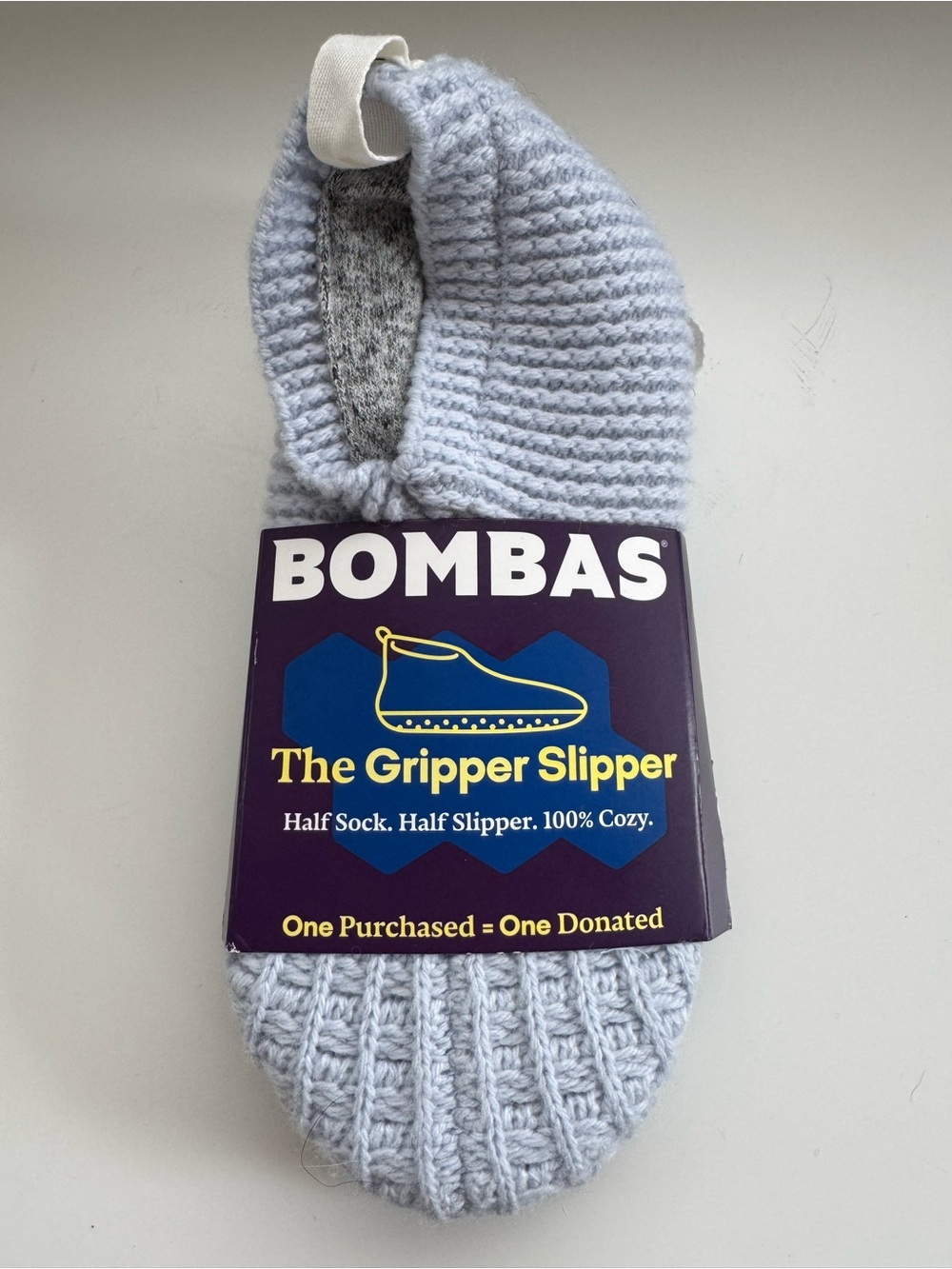 Bombas Gripper Slipper Half Sock in Light Blue Gray